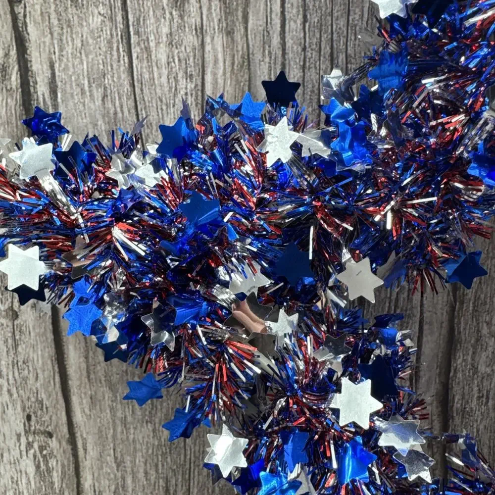 Patriotic Tinsel Star Hanging Decorations 4th of July-SHIPS FREE